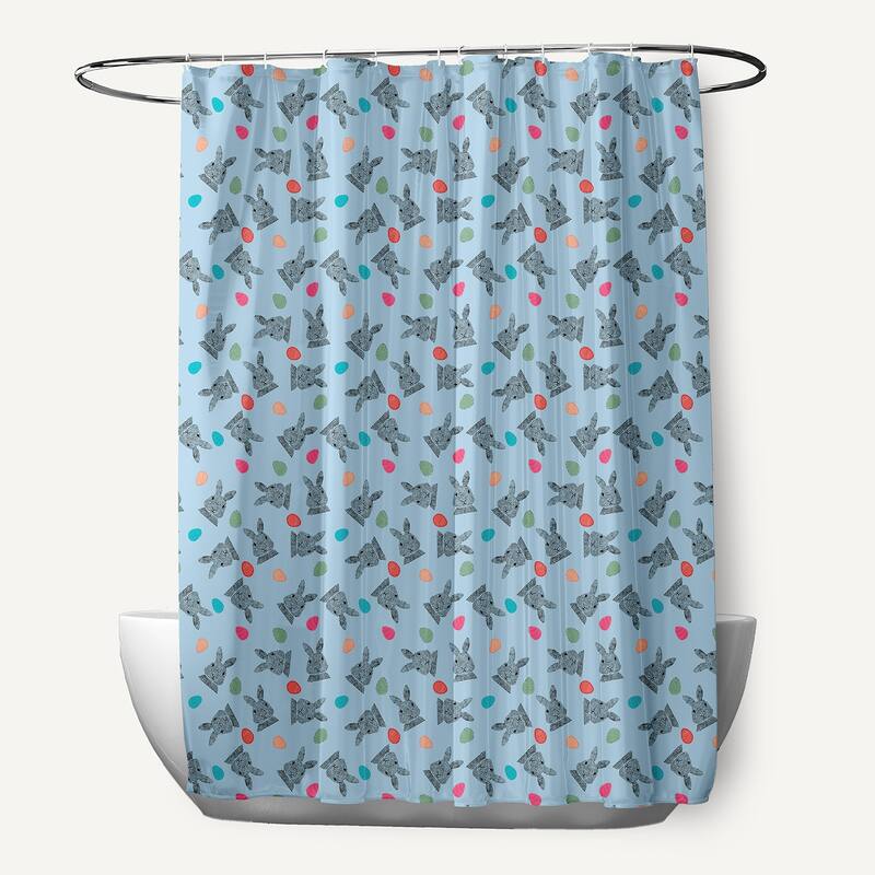 Bunnies and Eggs Shower Curtain - After Rain Blue