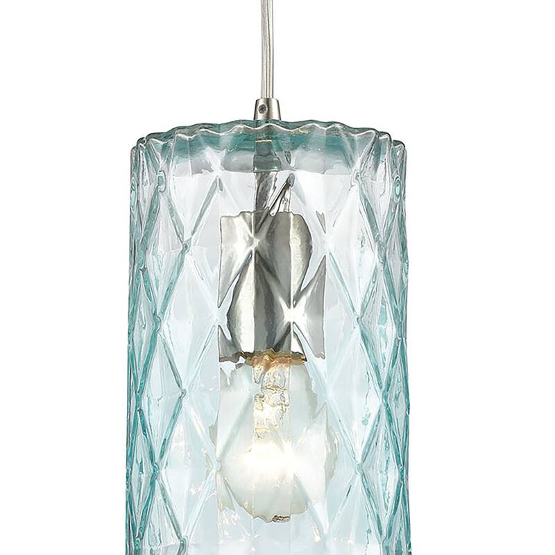 Elk Home Diamond Pleat Nickel With Textured Glass 1 Light Pendant