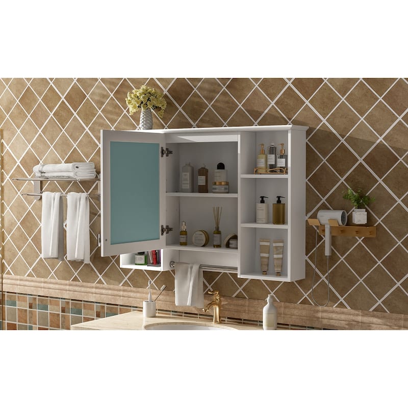 3-in-1 Bathroom Mirror Cabinet, 42 inch Wall Mounted Medicine Cabinet with Adjustable Shelf & Soft Close Door