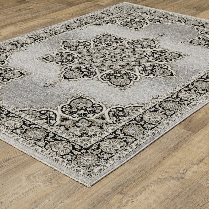 Style Haven Cádiz Bohemian Medallion Grey/Charcoal Area Rug