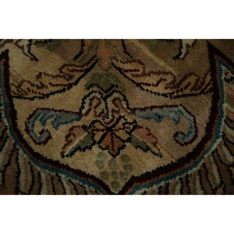 Hand Knotted Oriental 100% Wool Carpet Traditional Floral Brown Aubusson Area Rug - 11' 11'' X 9' 0''