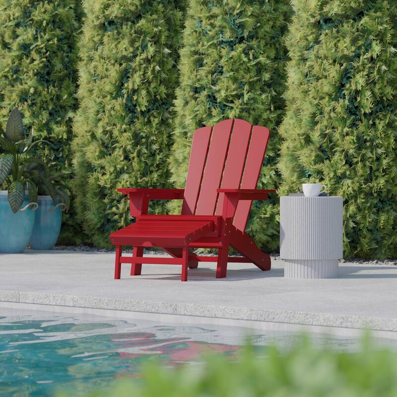 Flash Furniture FFOF81757 Jean 34" Wide Polyethylene Adirondack Chair