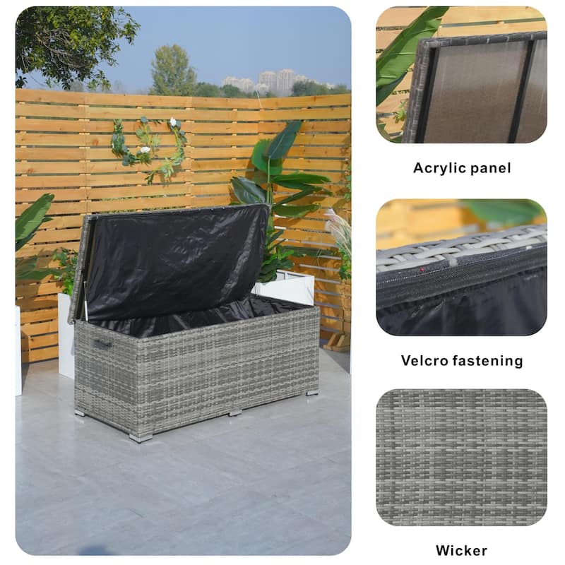 64 / 131 Gallon Outdoor Rattan Storage Deck Box with Metal Frame