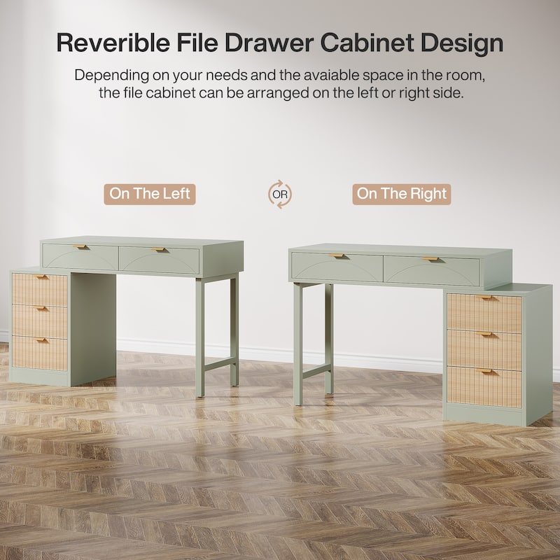 Modern Wood Computer Desk with 5-drawer for Home Office