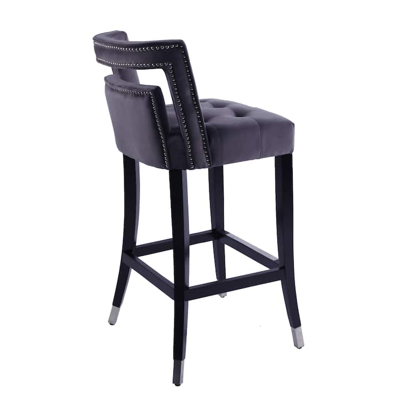 Velvet Barstool with Nailheads,2 pcs Set