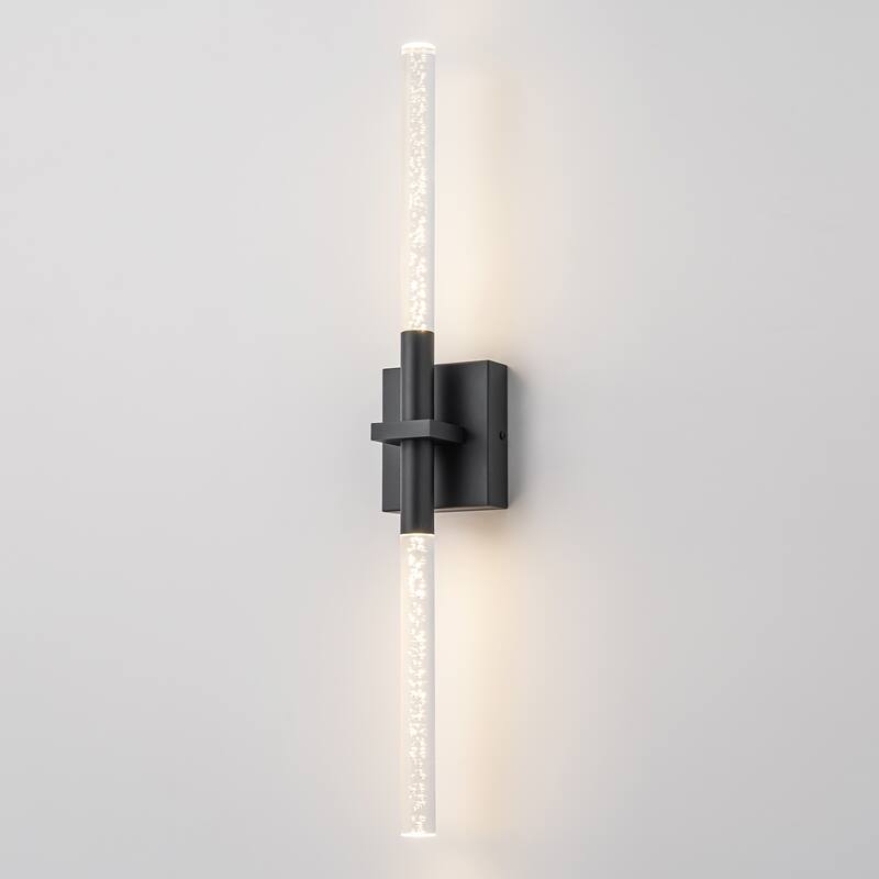 1-Light Modern Linear Black/Gold Integrated LED 3000K Warm Light Bathroom Vanity Light Bar - 4.3 in. W x 27.5 in. H x 3.7 in. D