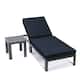 LeisureMod Chelsea Chaise Lounge Chair With Cushions & Side Table - Black