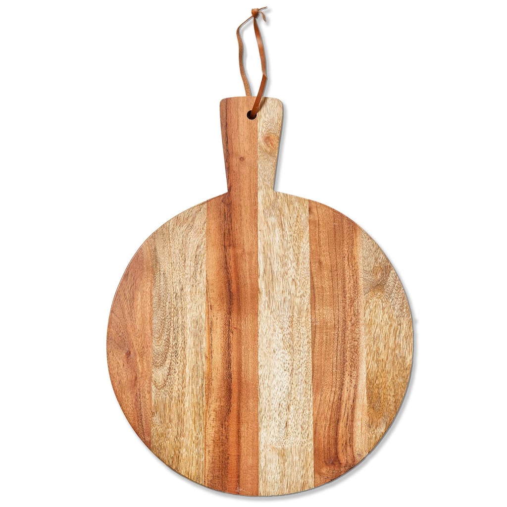 Two Tone Round Serving Board Natural Wood Cutting Board for Everyday Use 16 x 12 Inches Hand Wash Only