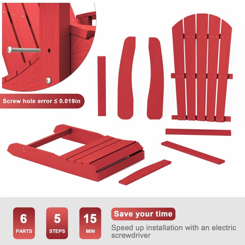 WINSOON All Weather HIPS Outdoor Plastic Adirondack Chairs Set of 4