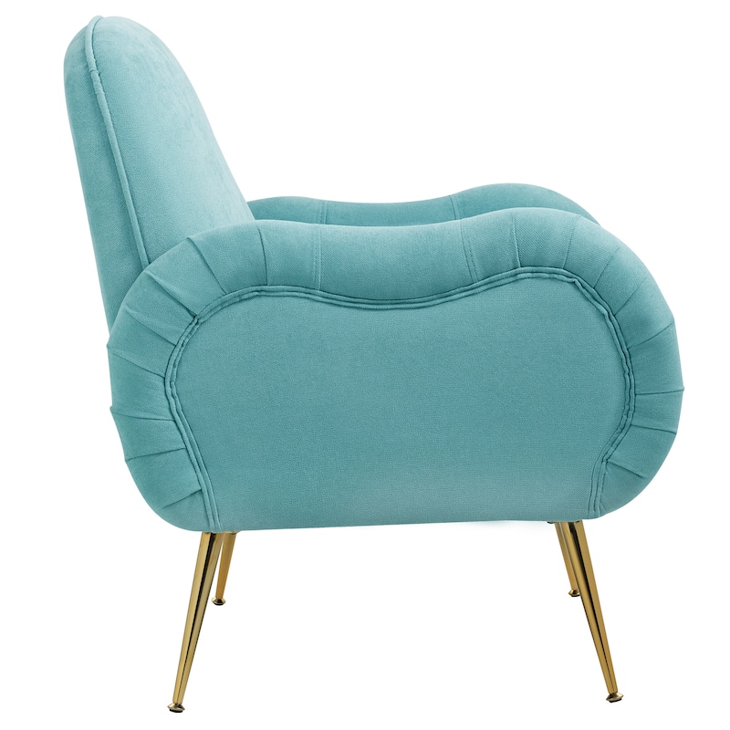 Snowflake Fabric Accent Chair with Gold Metal Legs, High-Density Foam and Spring Cushion, and 300 lbs Weight Capacity