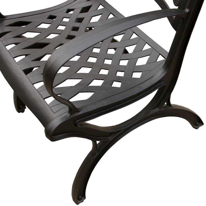 Modern Ornate Outdoor Mesh Aluminum 67-in Rectangular Patio Dining Set with Six Chairs - N/A