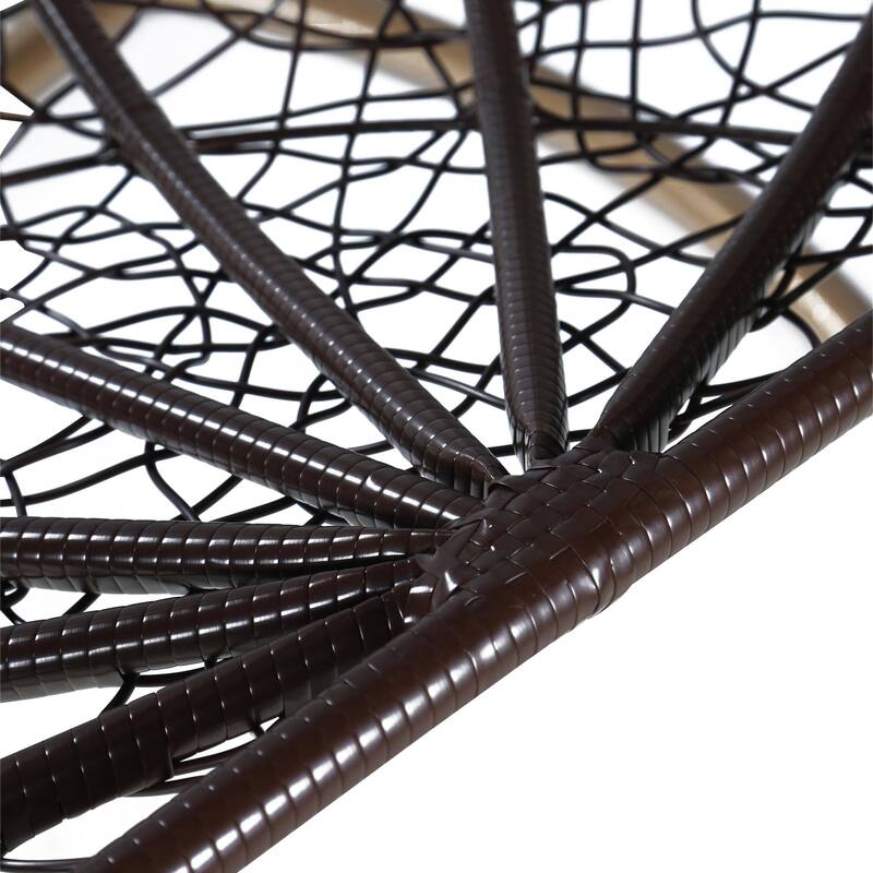 Hanging Swing Chair with Weave Design and Teardrop Shape in Brown Frame