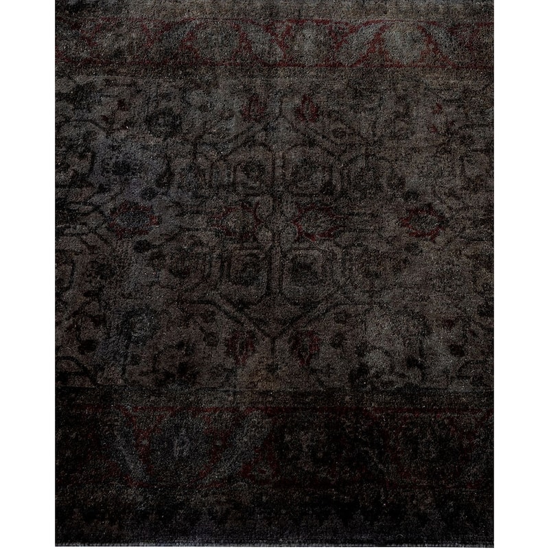Overton Hand Knotted Wool Vintage Inspired Modern Contemporary Overdyed Gray Area Rug - 2' 7" x 22' 10"