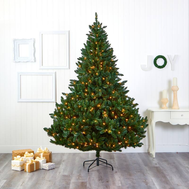 8' Pre-Lit Northern Rocky Spruce Artificial Christmas Tree, Clear LED Lights - 8 Foot