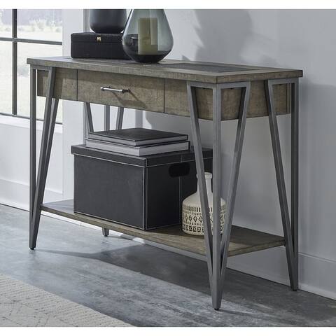Smoke Wood and Titanium FinishedSofa and Media Console