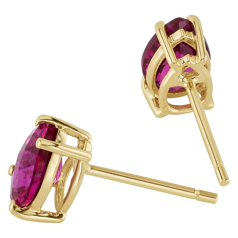 14k Yellow Gold Ruby Stud Earrings 1.88ct Pear Shape