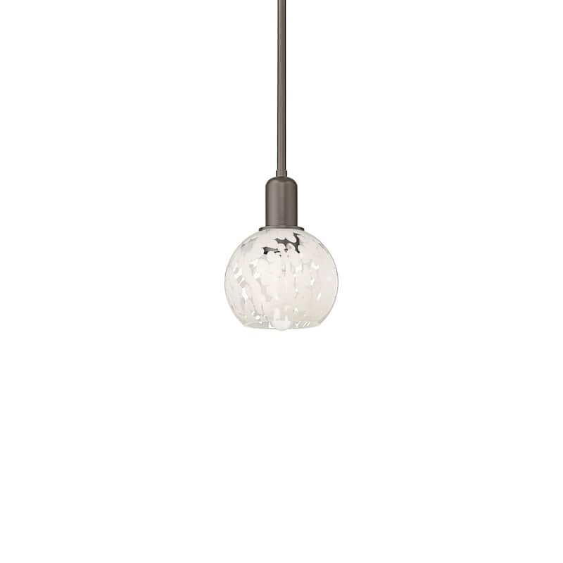 Innovations Lighting 716-1P-9-6 White Mouchette Pendant White - Oil Rubbed Bronze / White Mouchette