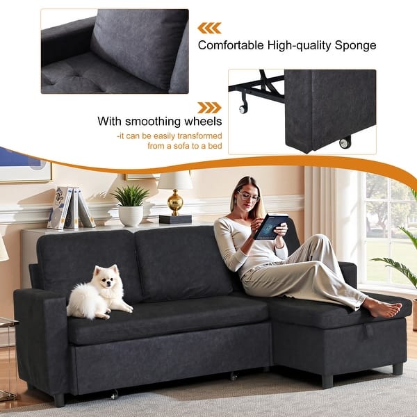 Modern 2 in 1 Convertible Sleeper Sofa Bed with Pillows for Living 