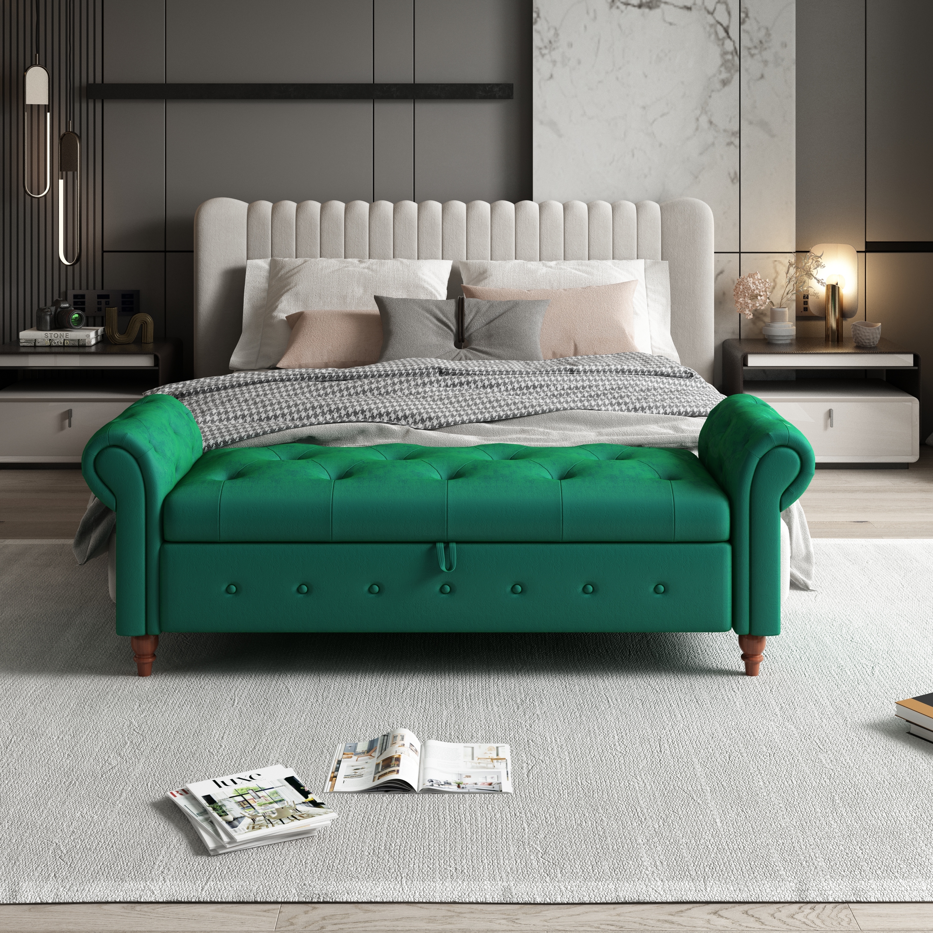 Green bed bench deals