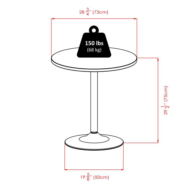 29.5" Black Round Spectrum Dining Table with Metal Leg