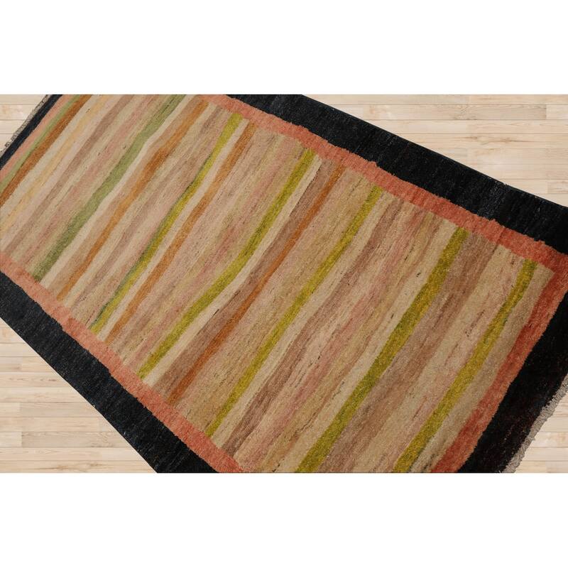 4x6 Hand Knotted Peshawar Beige Wool Modern Oriental Area Rug - 3' 6'' x 6' 2''