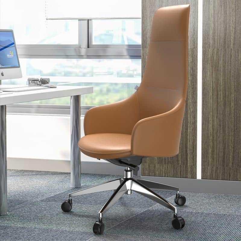 Celeste Ergonomic Adjustable Height Leather Executive Office Chair with Durable Iron Frame, and Swivel for Comfort & Support