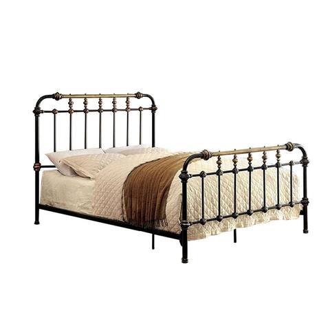 Riana Contemporary Metal Eastern King Size Bed, Black Finish