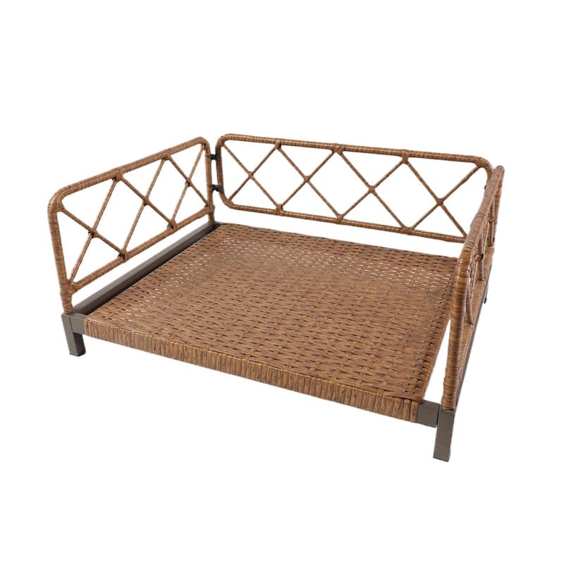 Wicker Pet Bed Rattan Dog Sofa Bed Outdoor Indoor Waterproof
