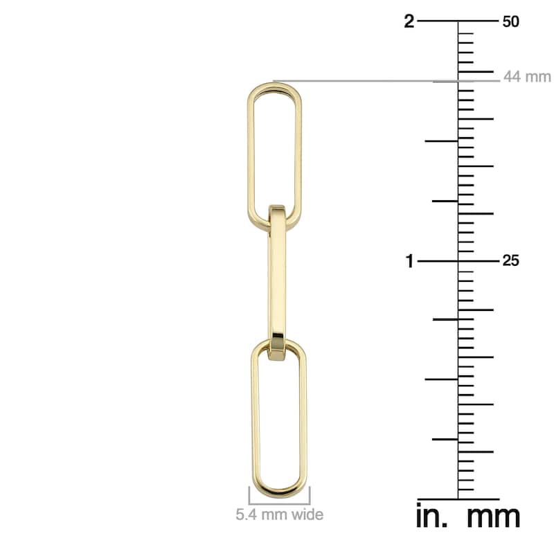 14k Yellow Gold Polished Paper Clip Dangle Earrings (1.7 inches)