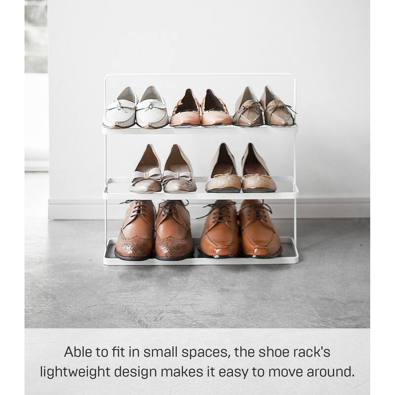Yamazaki Home Shoe Rack - Two Styles, Steel, Holds 6 to 9 shoes, Holds 19.8 lbs - L 5.51 x W 19.69 x H 17.91 inches