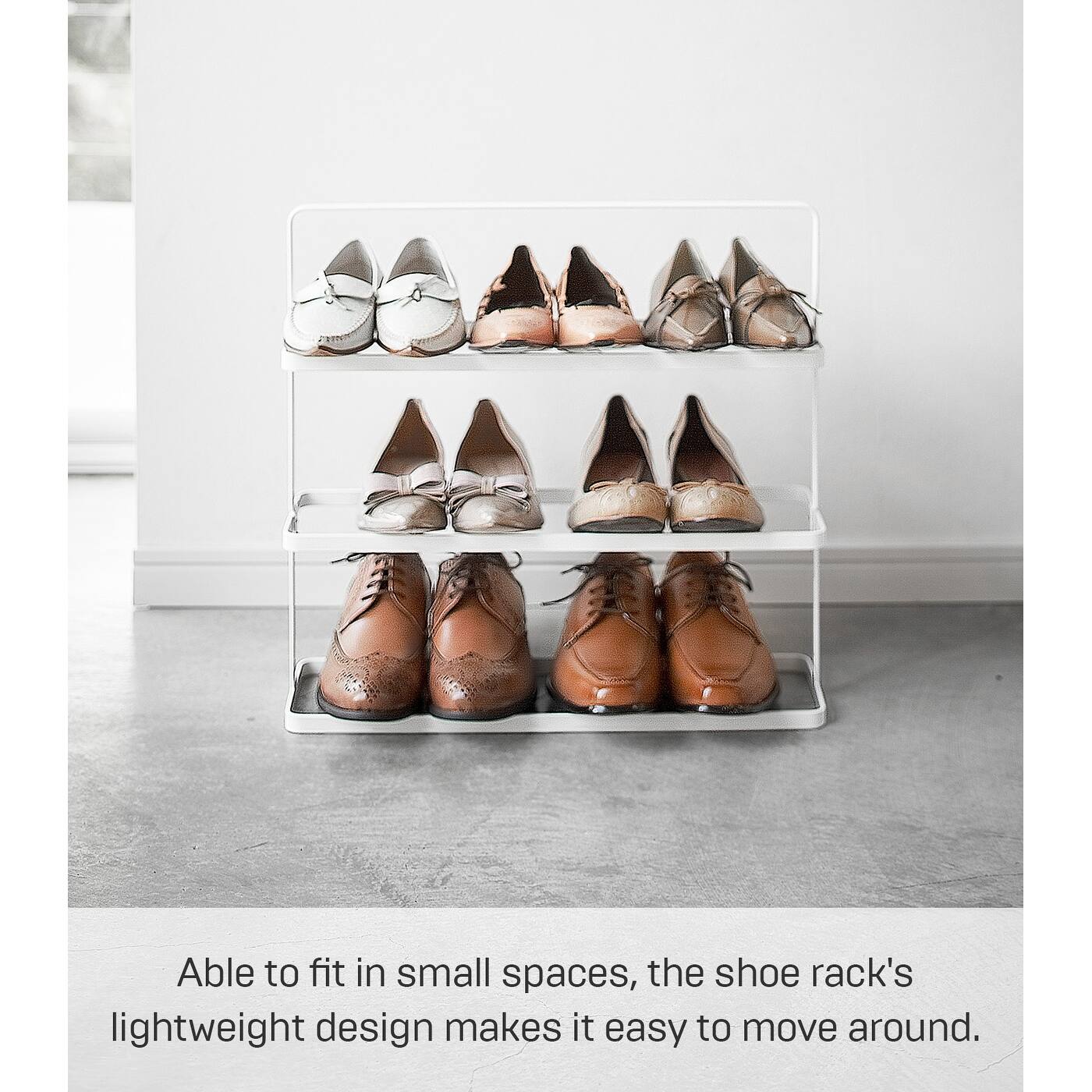 Yamazaki Home Shoe Rack Two Styles, Steel, Short, Holds 6 to 9 shoes