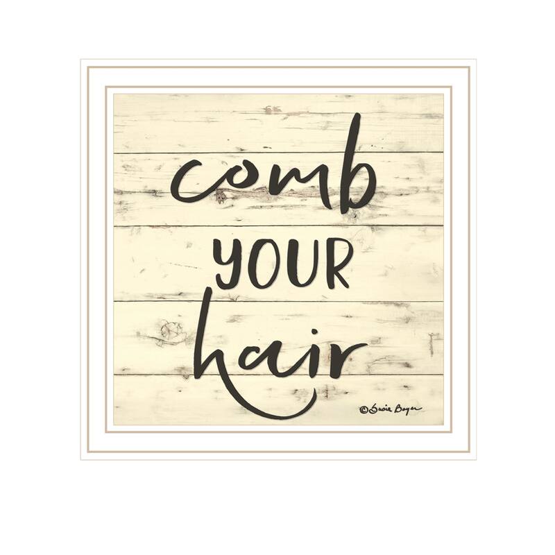 TrendyDecor4U Contemporary "Comb Your Hair" Framed Print Wall Art - White