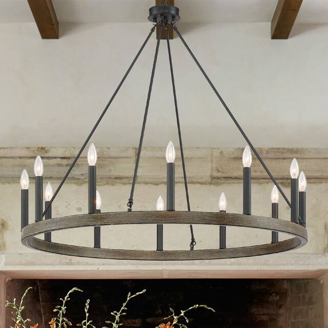 The Gray Barn Highclere 12-light Wagon Wheel Chandelier - 40"x40"x35.93"