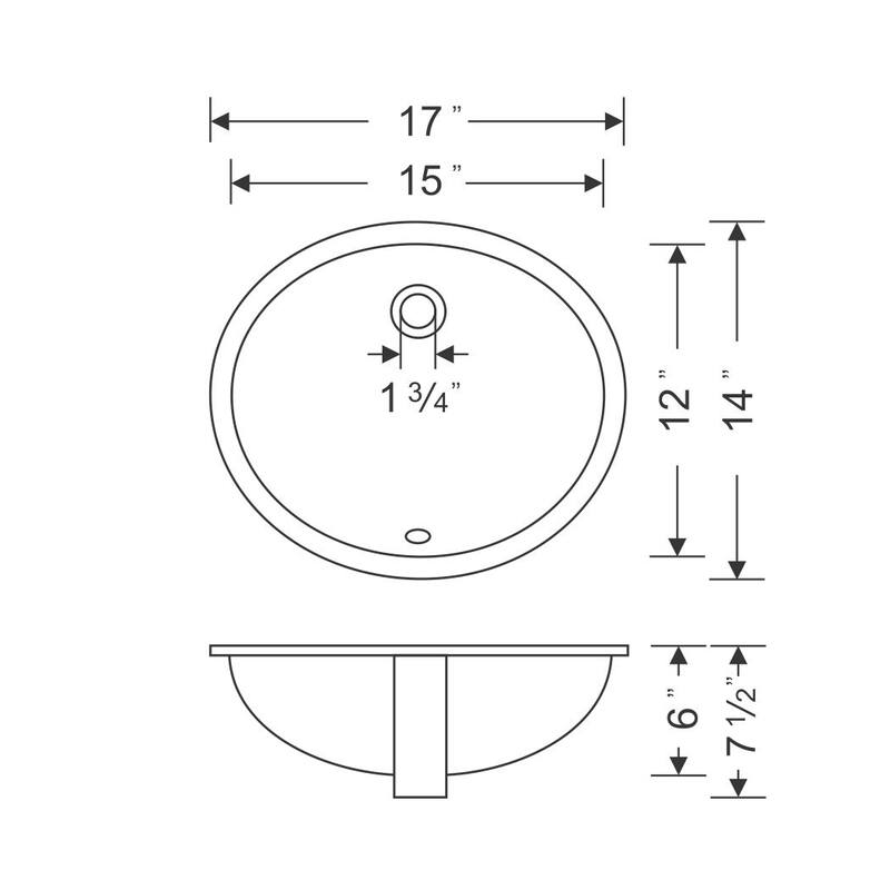 Wells Oval Vitreous Ceramic Lavatory Single Bowl Undermount White 17 x 14 x 8
