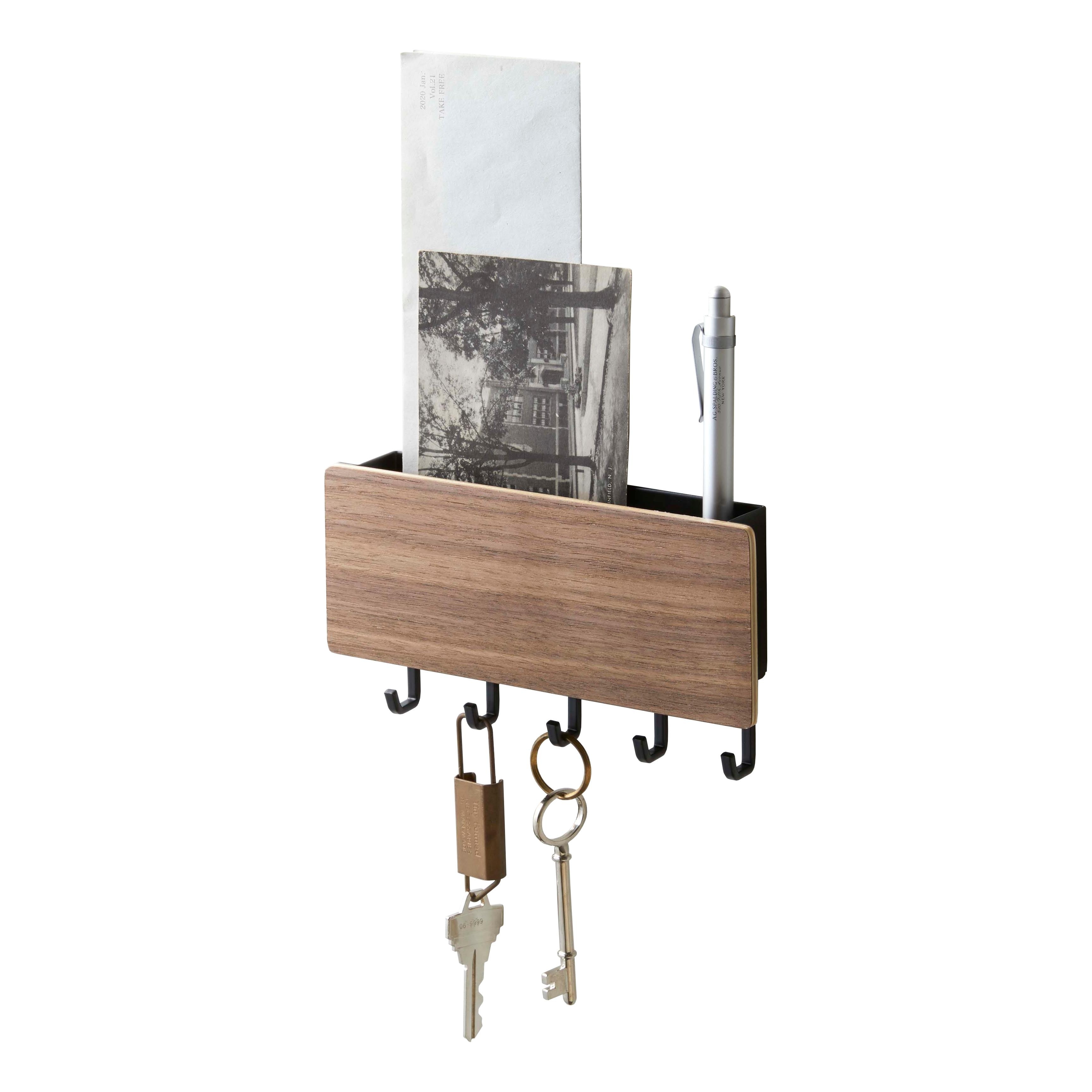 Yamazaki Home Magnetic Key Rack, Steel and Wood, Holds 2 lbs - L 1.18 x W 7.09 x H 3.74 inches
