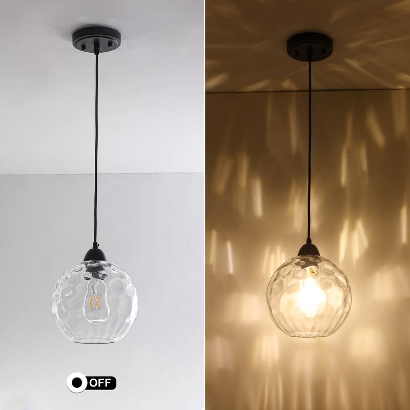 Modern Textured Glass Globe Pendant Light - Matte Black