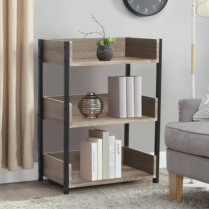 Javlergo Set of 2 Small Bookshelf, 3-Tier Open Bookcase Storage Display Shelves