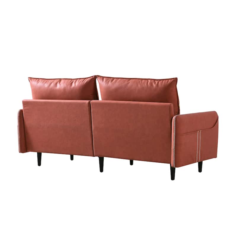 3-Seat Sofa Couch, Mid-Century Tufted Love Seat With 2 Pillows for Living Room