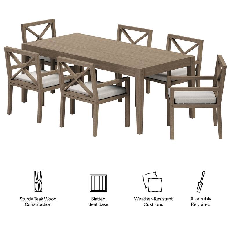 Northlake 7-Piece Outdoor Patio Teak Wood Dining Set