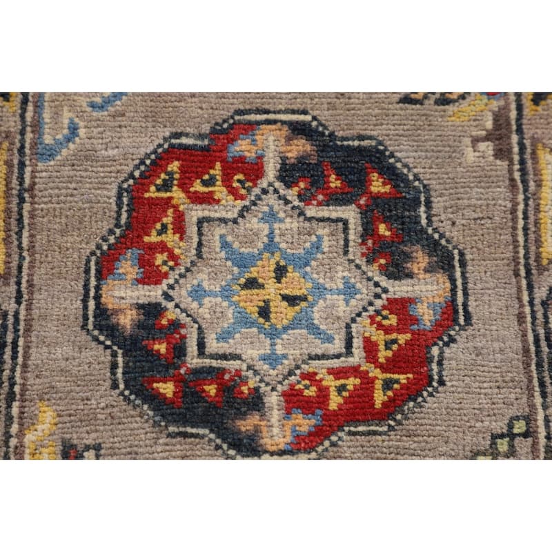 Geometric Kazak Oriental Runner Rug Hallway Handmade Wool Carpet - 2'0" x 5'11"
