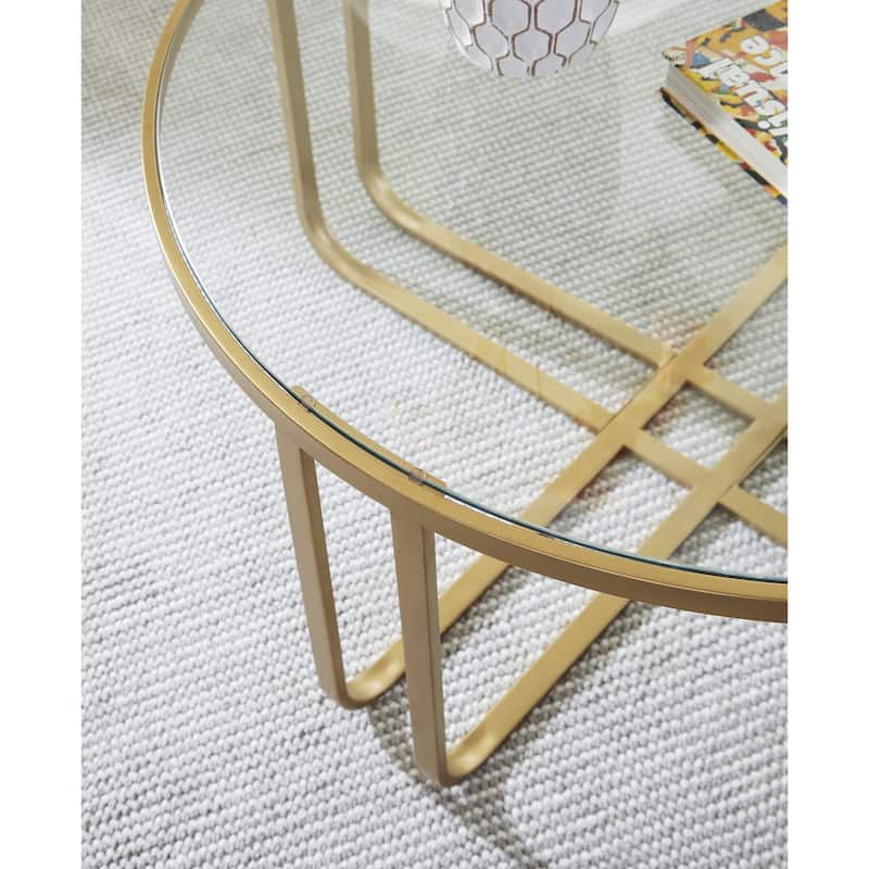 Signature Design by Ashley Milloton Gold Table (Set of 3) - 36" W x 36" D x 18.13" H