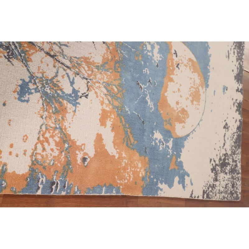 Nature Print Abstract Modern Area Rug Handmade Wool Carpet - 5'3"x 7'7"