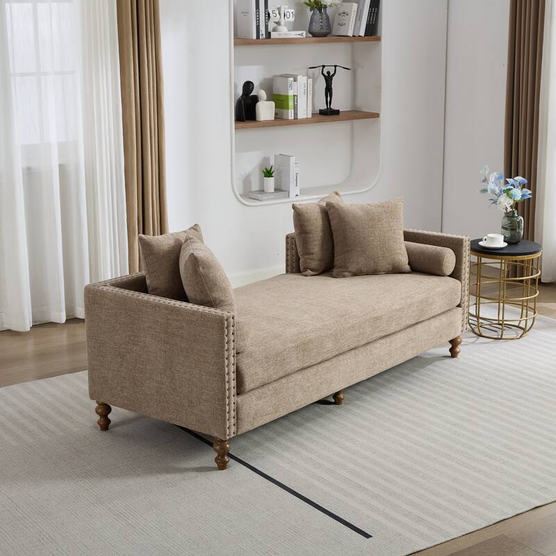 75.2" W Upholstered Chaise Lounge Chair,Modern Sofa Couch with Pillows