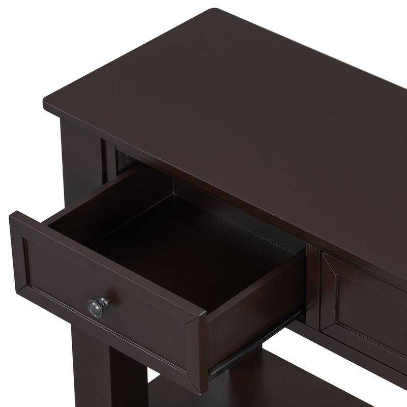 55.4" Modern Entryway Console Table with Three Storage Drawers,Sideboard with Poplar Legs and Metal Handles