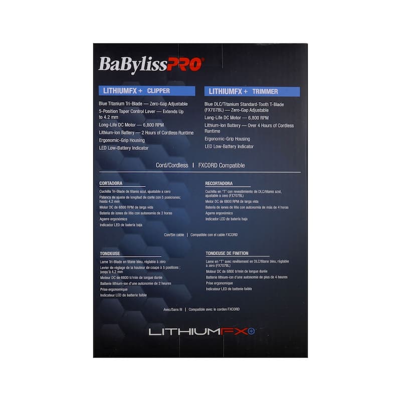 BaBylissPRO LithiumFX+ Ergonomic Clipper & Trimmer Value Set (FX73DUOCTMB)