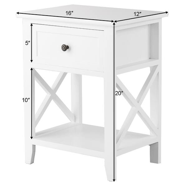 Shop Costway End Bedside Table Nightstand Drawer Storage Room