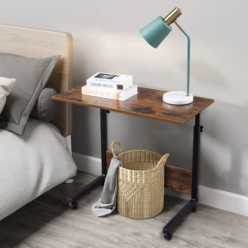 Rolling & Height adjustable Side Table,Modern End Table