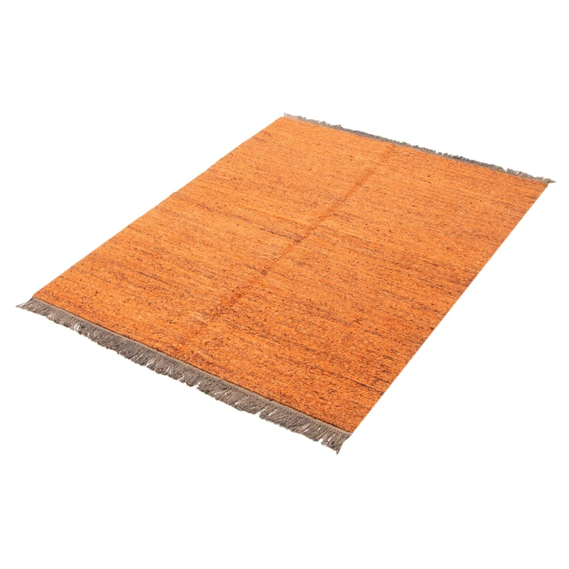 ECARPETGALLERY Flat-Weave Natural Burnt Orange Wool Tapestry Kilim - 4'9 x 6'6