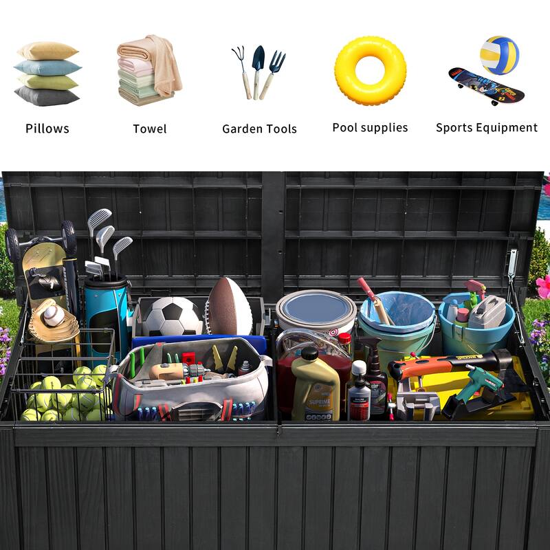 Moasis 180 Gallon Water Resistant Resin Lockable Deck Box