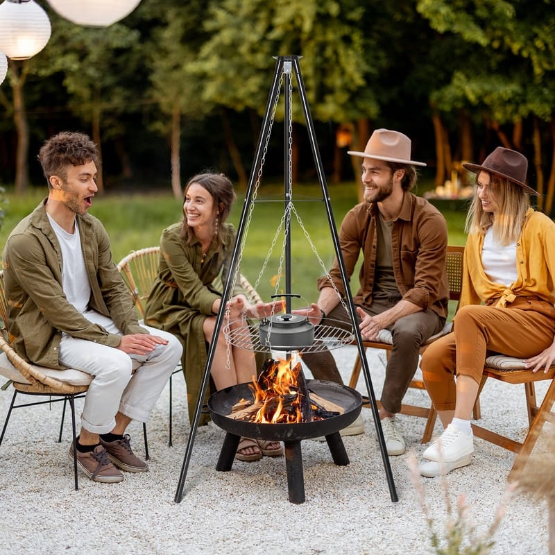 Campfire Tripod Grill Adjustable Height BBQ Grill Grate - N/A